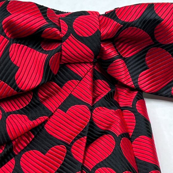 J. Crew Wrap Skirt in Jacquard Hearts Red Black Bow Size 4 - NWOT - Picture 6 of 9